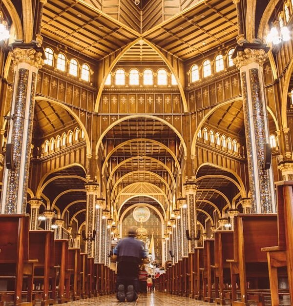 Captivating interior of the Our Lady of the Angels Basilica in Cartago, Costa Rica.